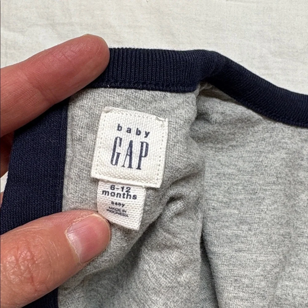 Baby Gap Navy Blue &‎ Gray Plaid Logo Toddler Jumpsuit One-Piece